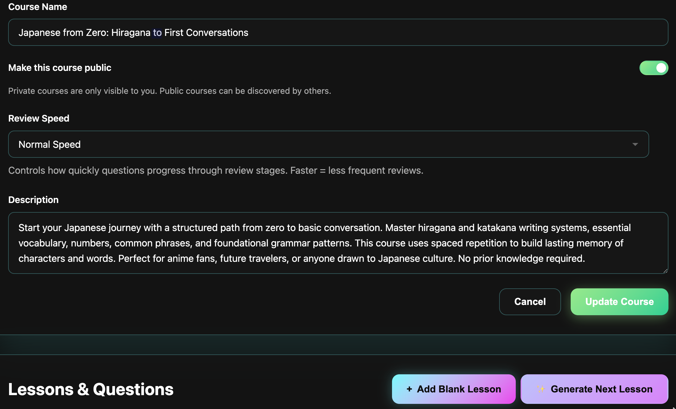 Create your course with AI or manually